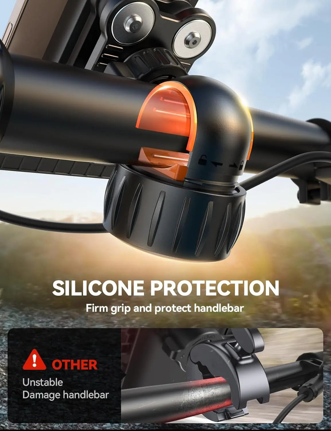 Anti-Shake Bike Phone Holder with Dual Vibration Dampener, Ultra Stable Motorcycle Mount for iPhone & Android 4.7-7”