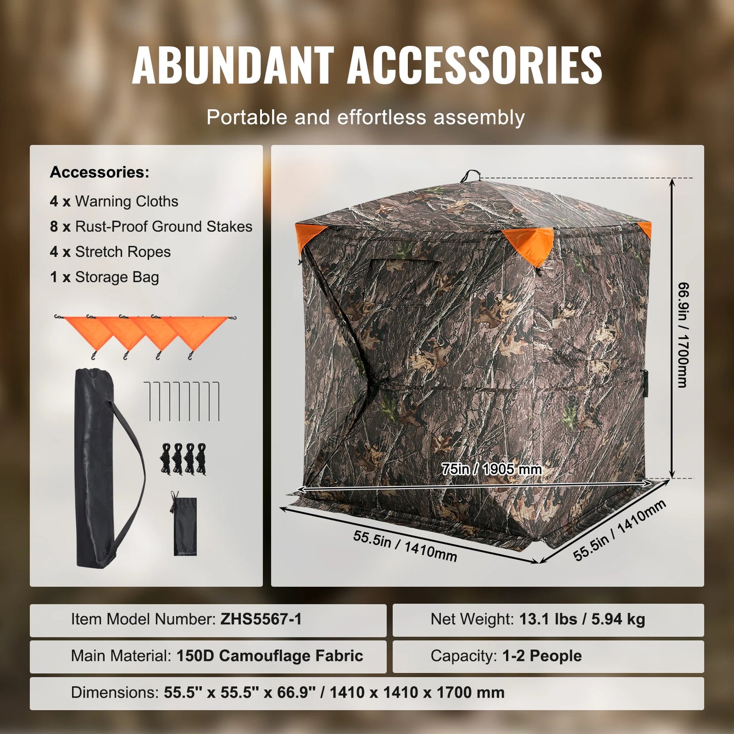 SucceBuy 270 Degree See Through Ground Blind Mesh For Hunting