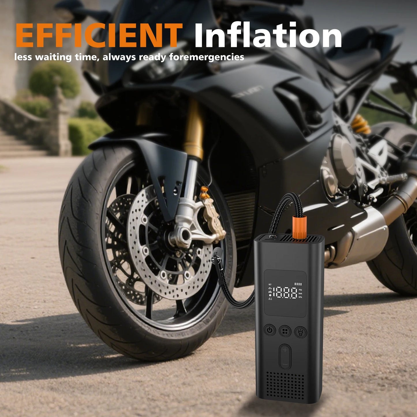 Portable Electric Bike Pump With Digital Display For Cycling