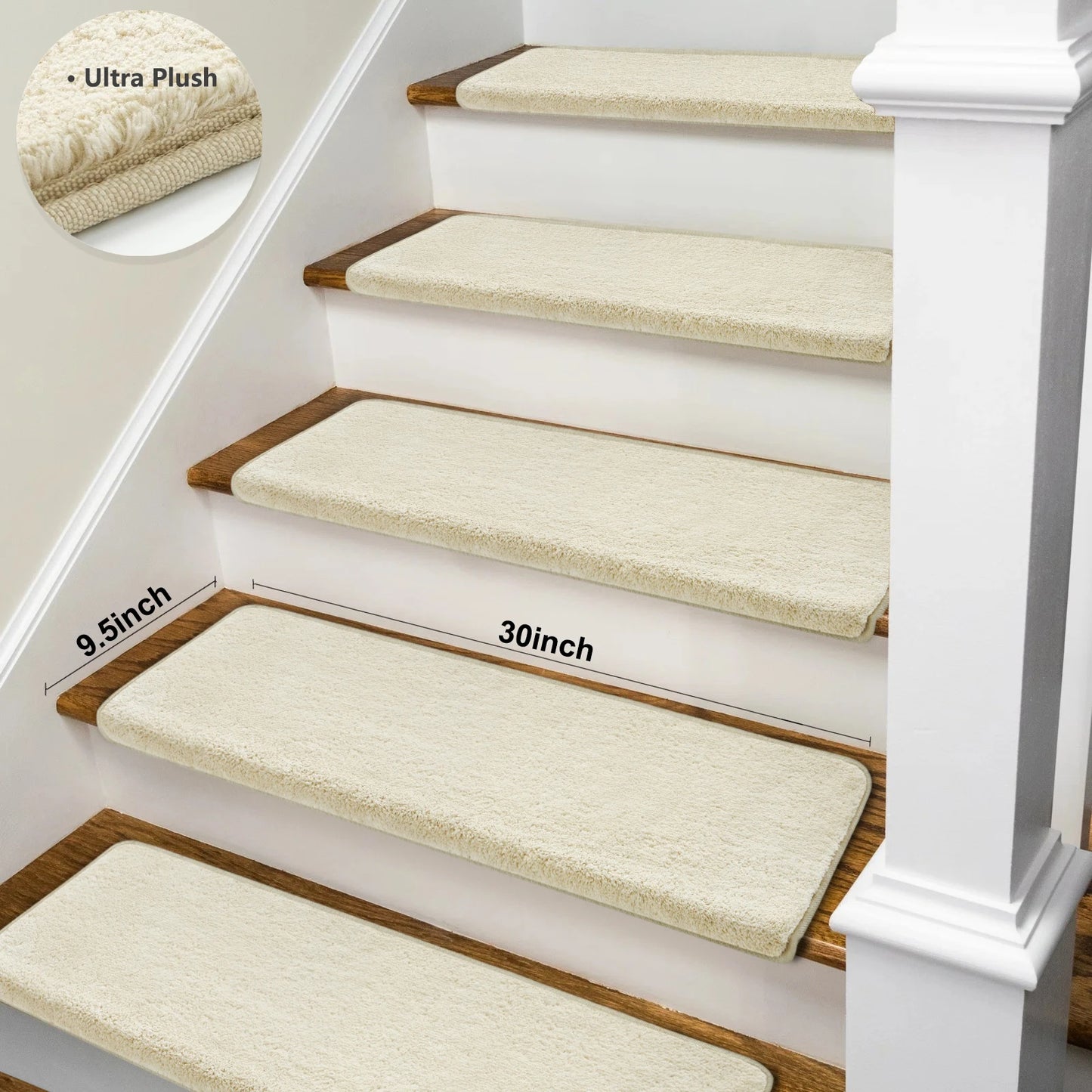 Non Slip Self Adhesive Stair Treads With Ultra Plush Carpet