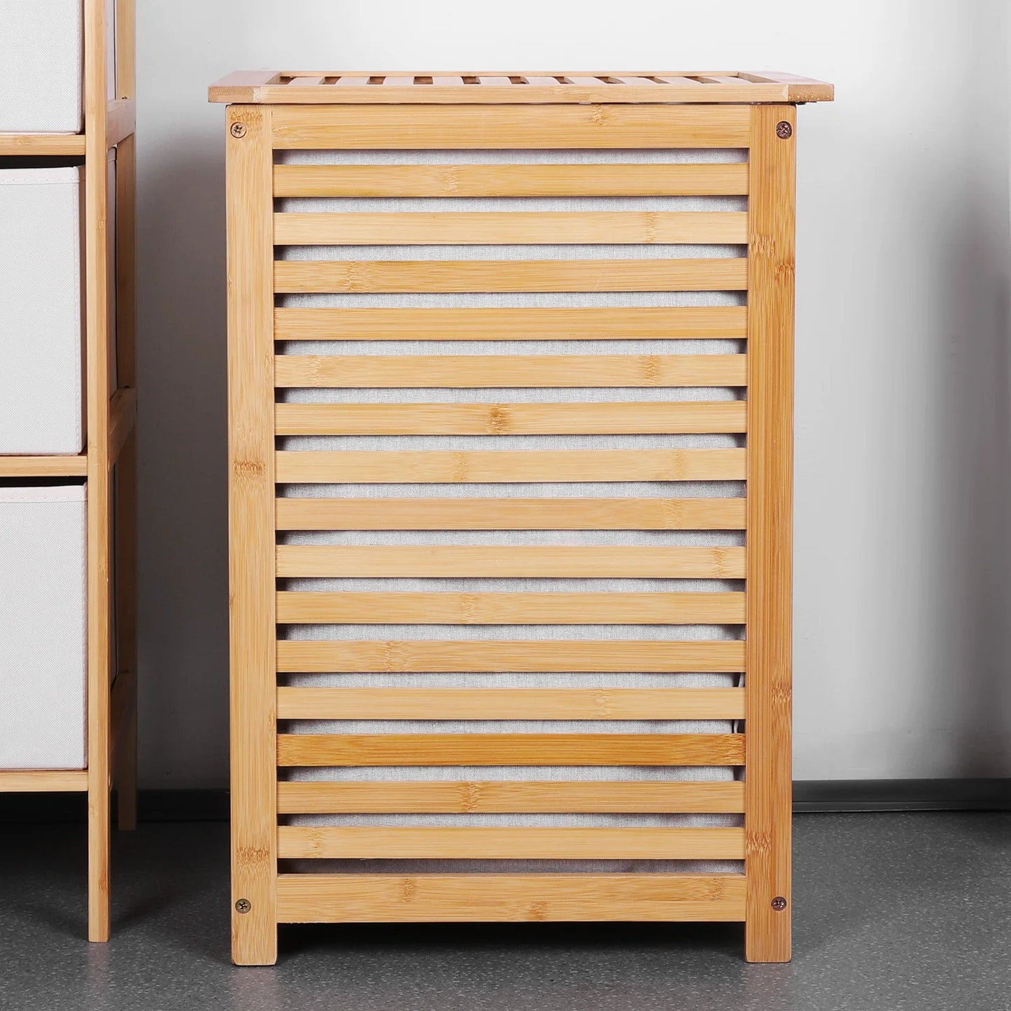 Shunmaii Bamboo Laundry Hamper With Removable Liner Bag