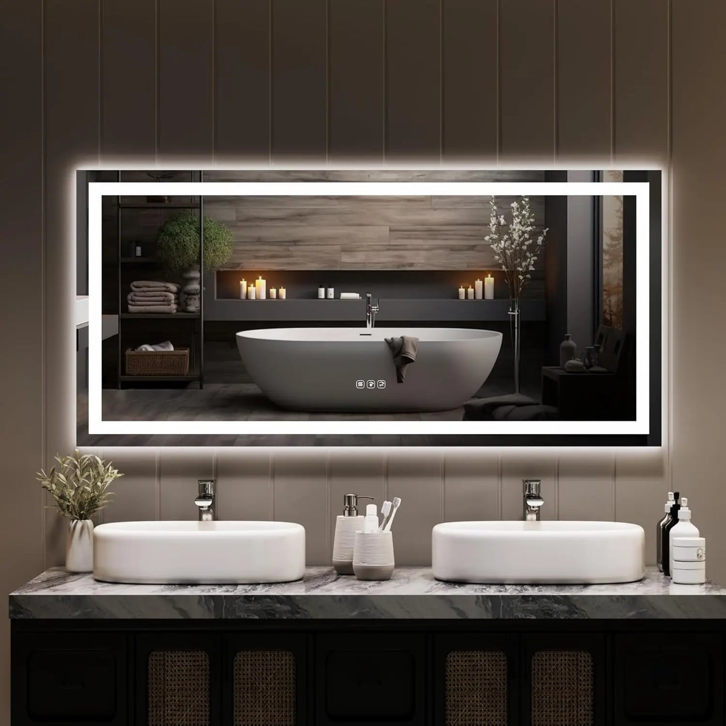 Twister.Ck Wall Mounted Frameless Front And Backlit Bathroom Mirror