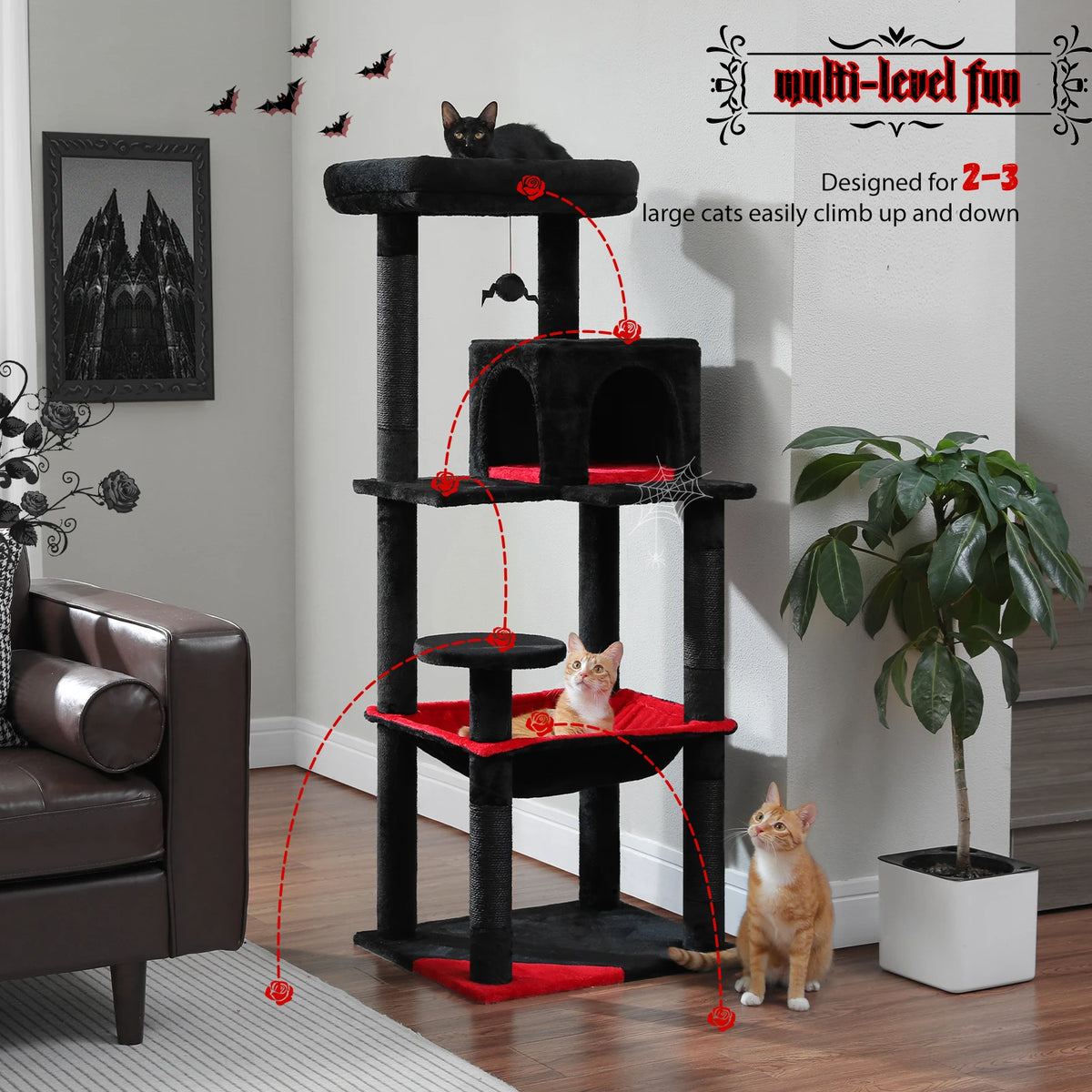 PAWZ Road Gothic 5-Tier Cat Tree Tower with Hammock And Sisal Scratcher