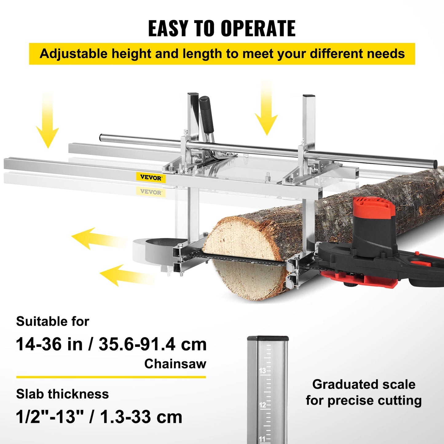 Chainsaw Mill Planking Milling Guide Bar For Portable Sawmill Aluminum Steel