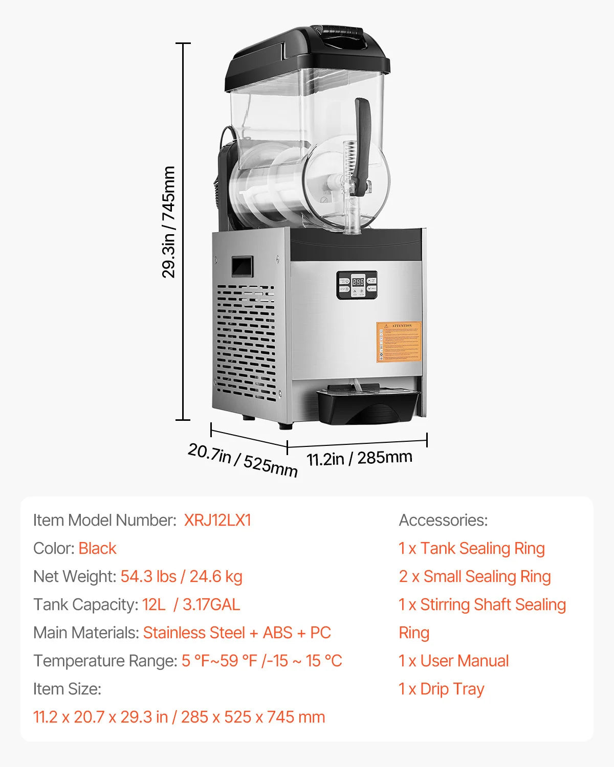 VEVOR Slushy Machine 3-36L Dual Tanks Stainless Steel