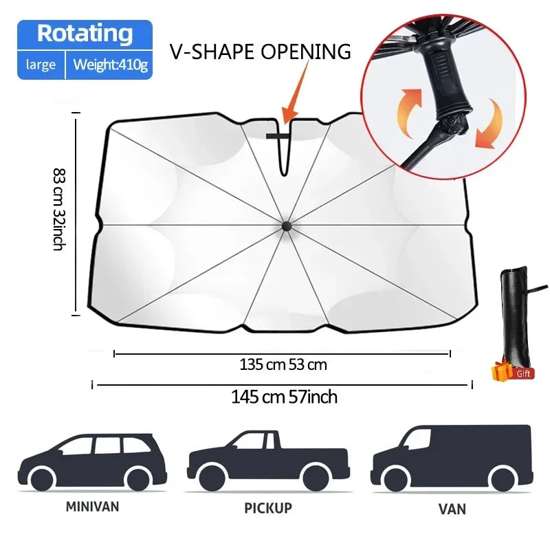 Foldable Car Sun Shade Umbrella Windshield Parasol Summer Heat Shield