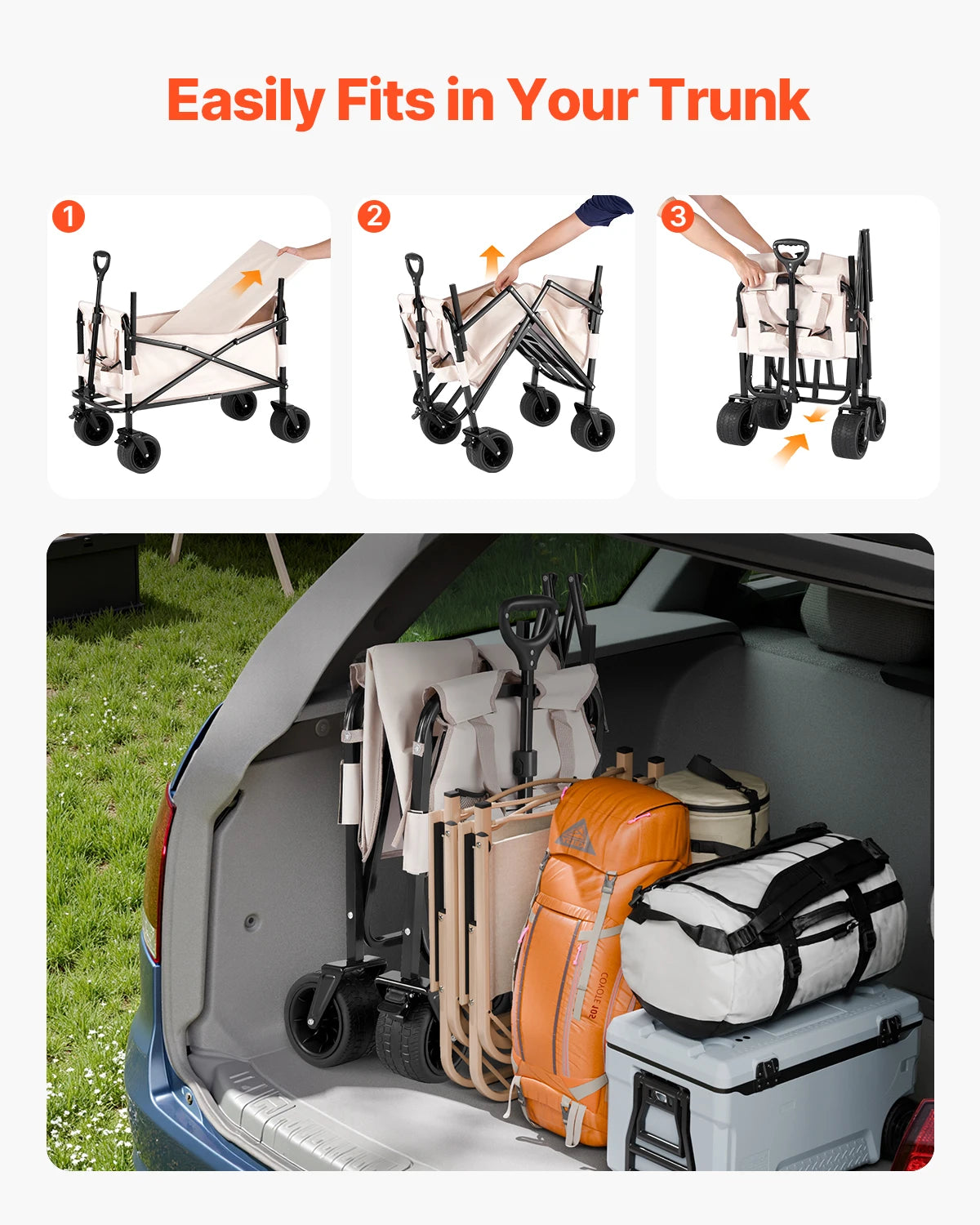 Vevor Collapsible Folding Wagon 550 Lb Load Portable Utility Cart