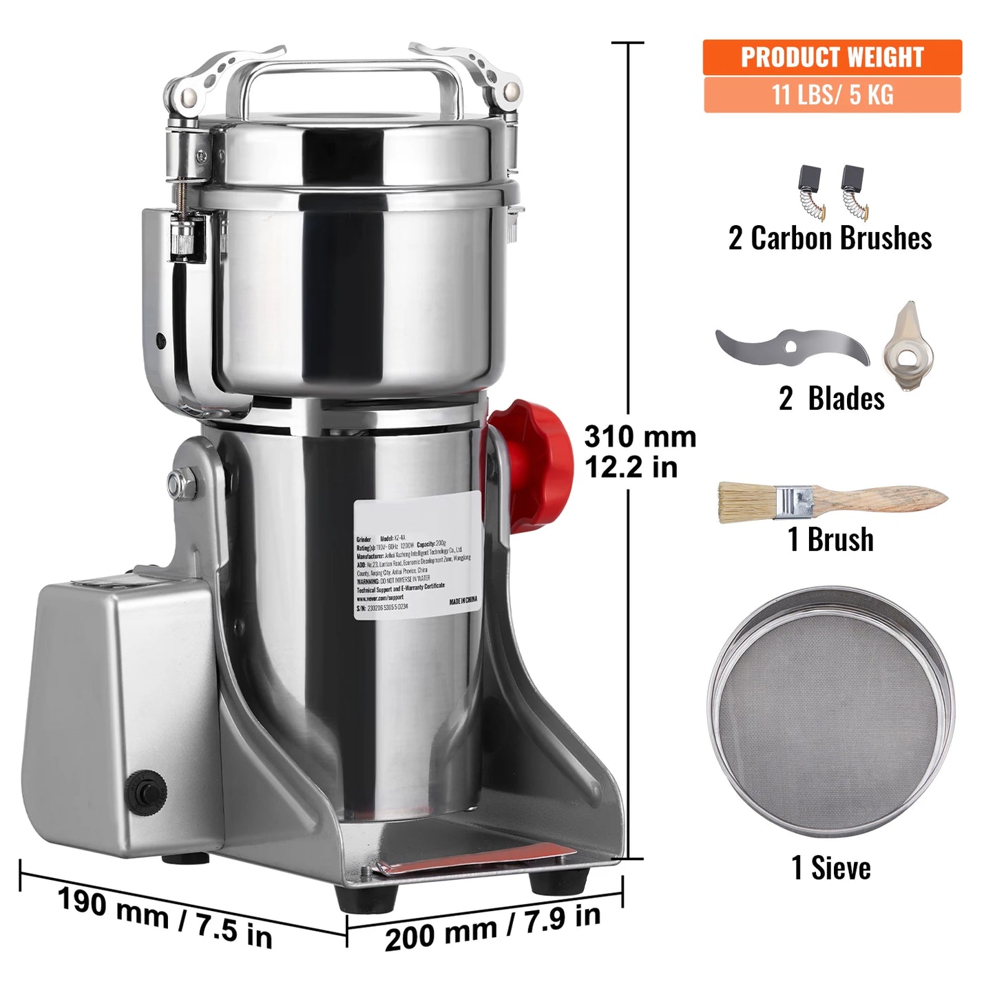SucceBuy Electric Grain Mill Grinder 150-2500g For Dry Herbs