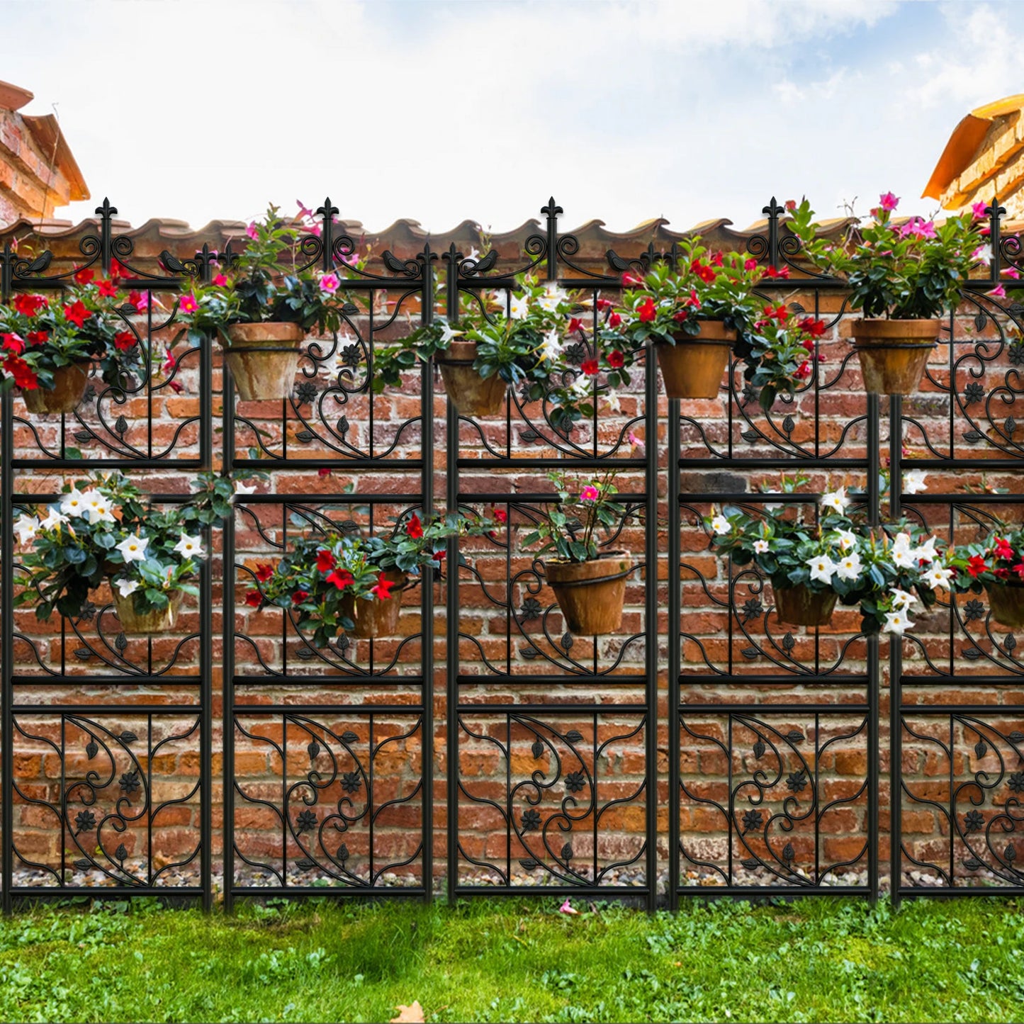 Outdoor Iron Garden Trellis Fence Panel For Climbing Plants