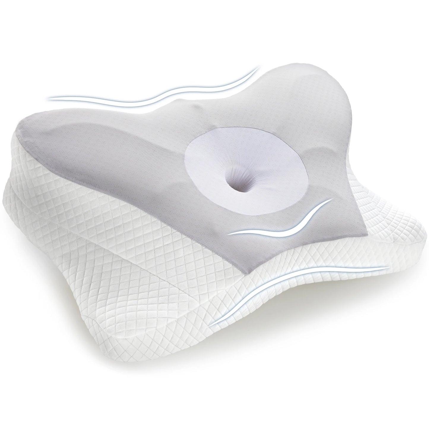 JHK Ergonomic Cervical Contour Pillow Memory Foam With Cooling Pillowcase