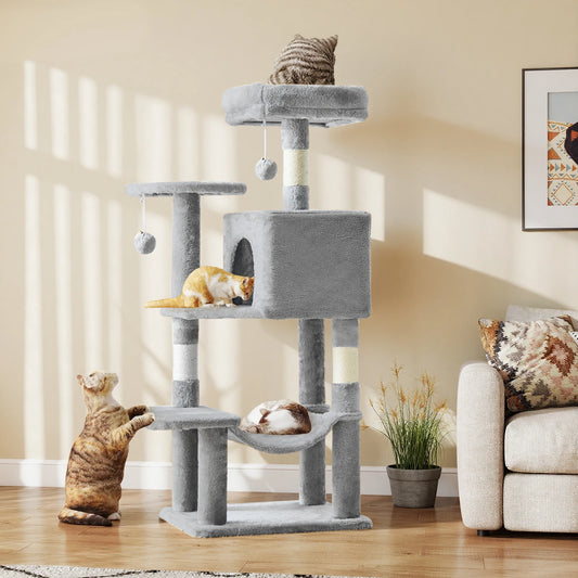 JHK 44 Inch Natural Sisal Tower For Multi Cat Indoor Pet Furniture
