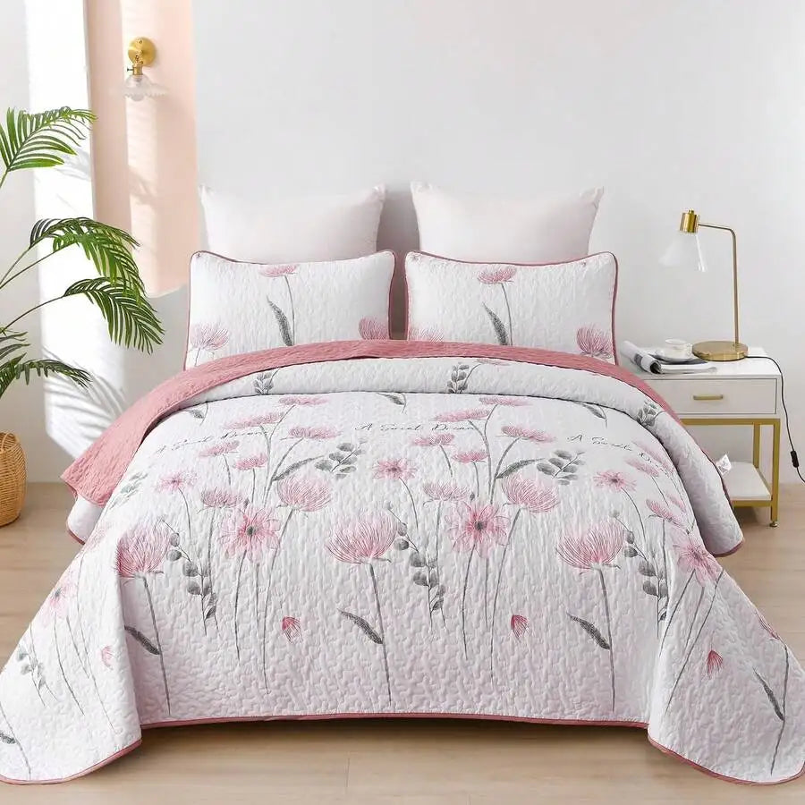 Yellow Paisley Quilt Set 3 Pieces Coverlet Bedding