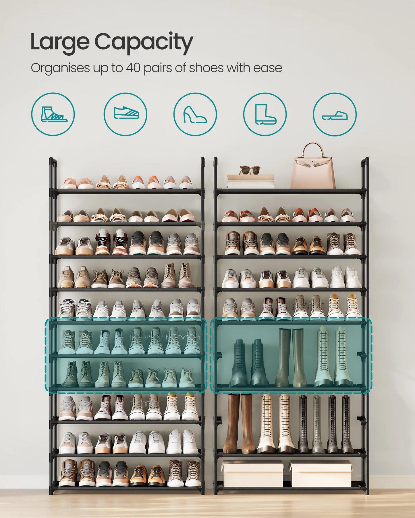 Songmics 10-Tier Shoe Rack Storage Organizer For Home