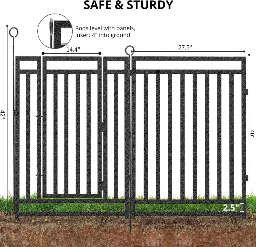 Rustproof Metal Garden Fence No Dig 14 Panels And 2 Gates For Yard