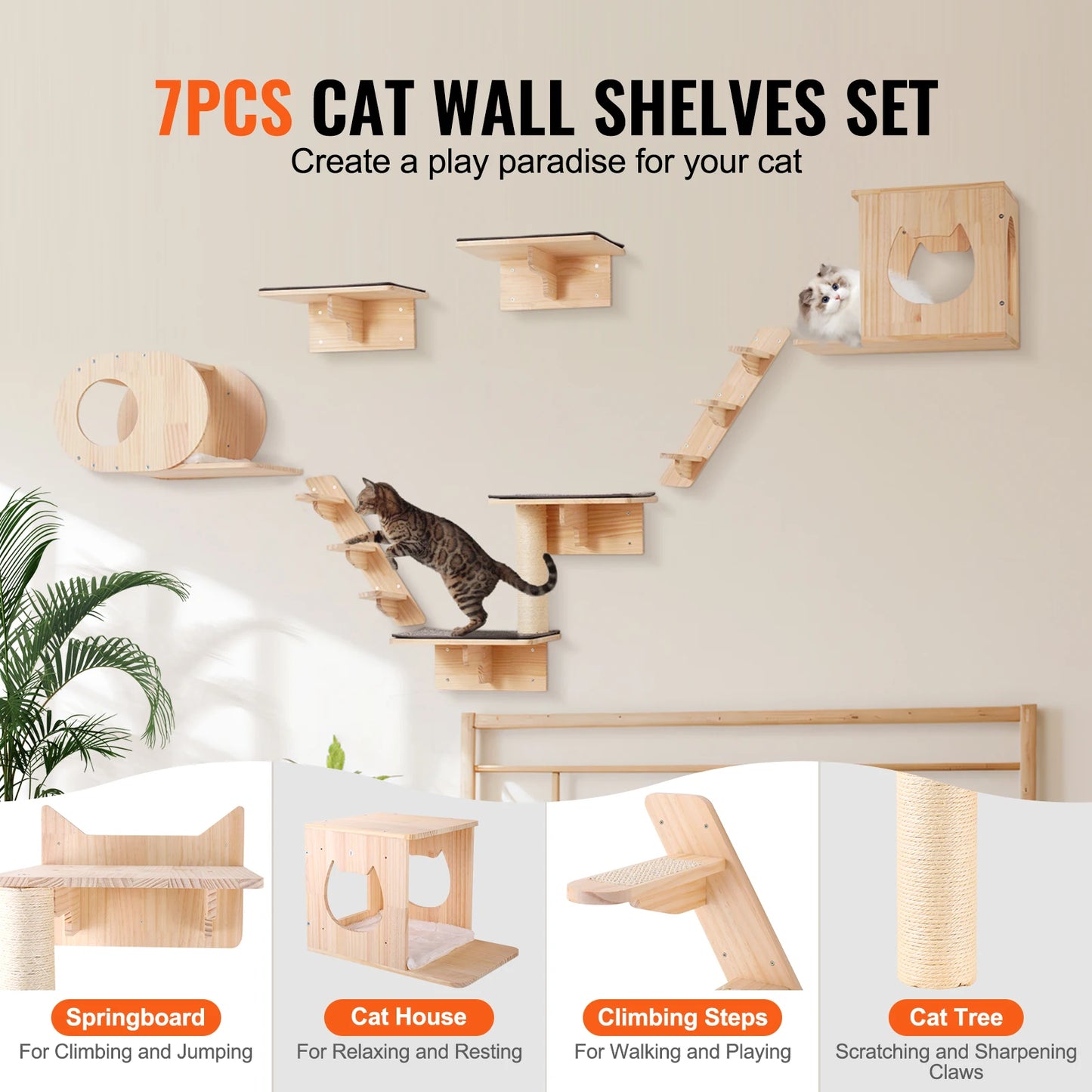 Succebuy Heavy Duty Wall Mounted Cat Shelves With Hammocks