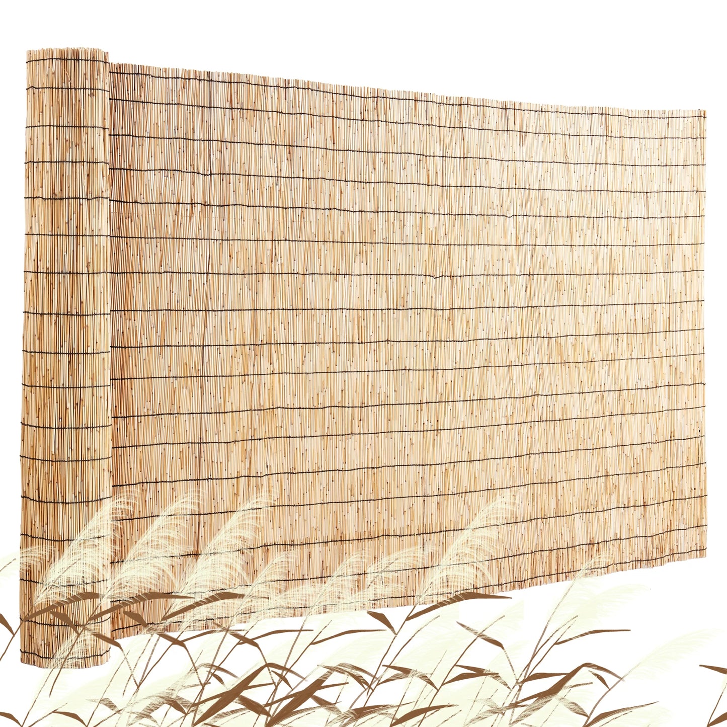 SucceBuy Natural Reed Fencing Roll For Outdoor Backyard Patio Divider