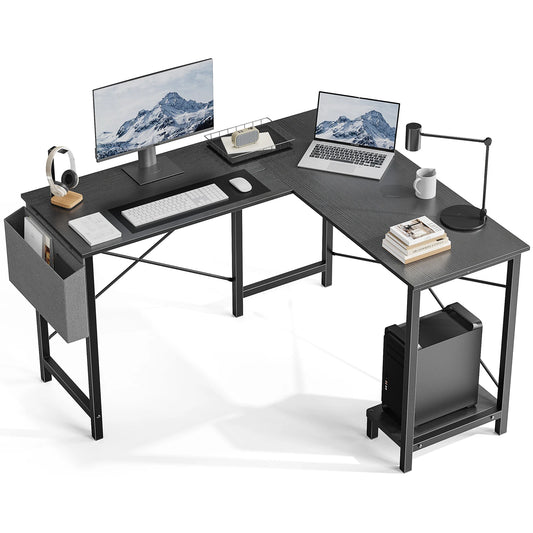 JHK L Shaped Computer Desk With CPU Storage Shelf Unit