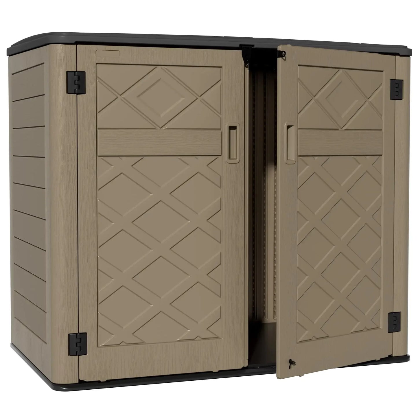 ZZM Large Outdoor Storage Shed, 48 Cu Ft Resin Versatile Storage Cabinet for Patio Accessories, Trash Cans &Garden Tools,Durable