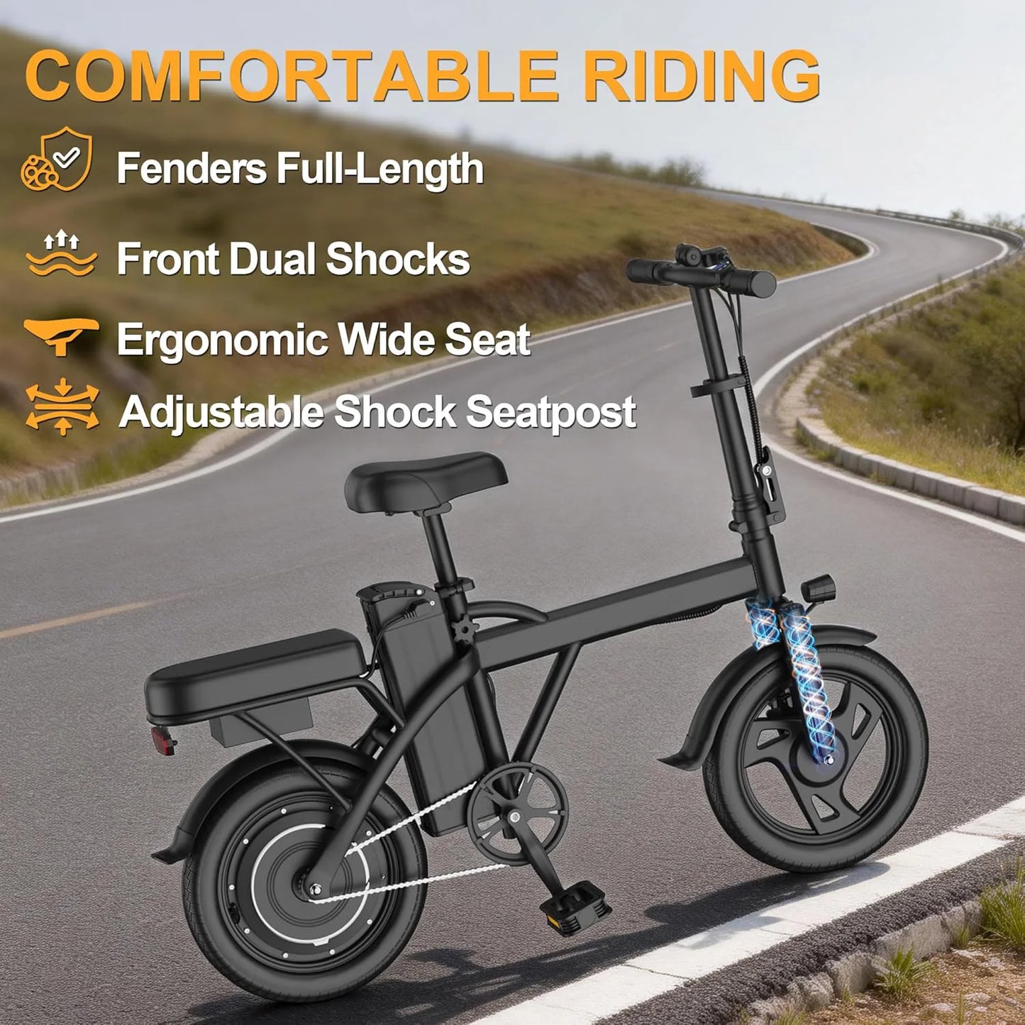 Ladped Foldable Electric Bike 500W Dual Seat 48V Long Range
