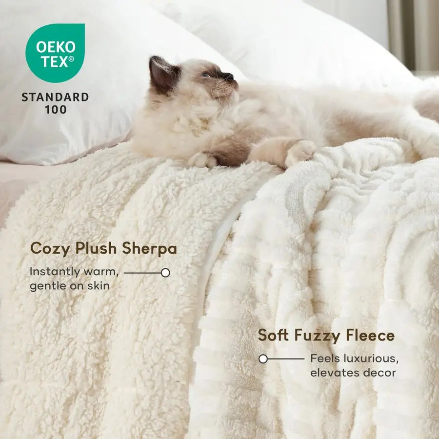 Weighted Blanket For Adults 15 Lb Jacquard Sherpa Fleece Relax