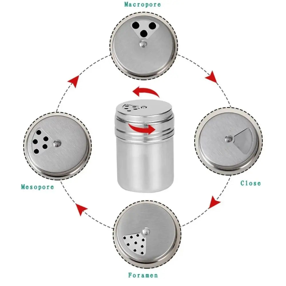Multi-Purpose Stainless Steel Seasoning Jar With Rotating Cover