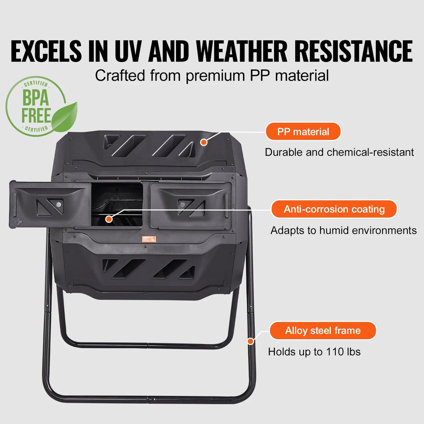 Tumbling Composter Dual Chamber Garden Bin For Easy Composting