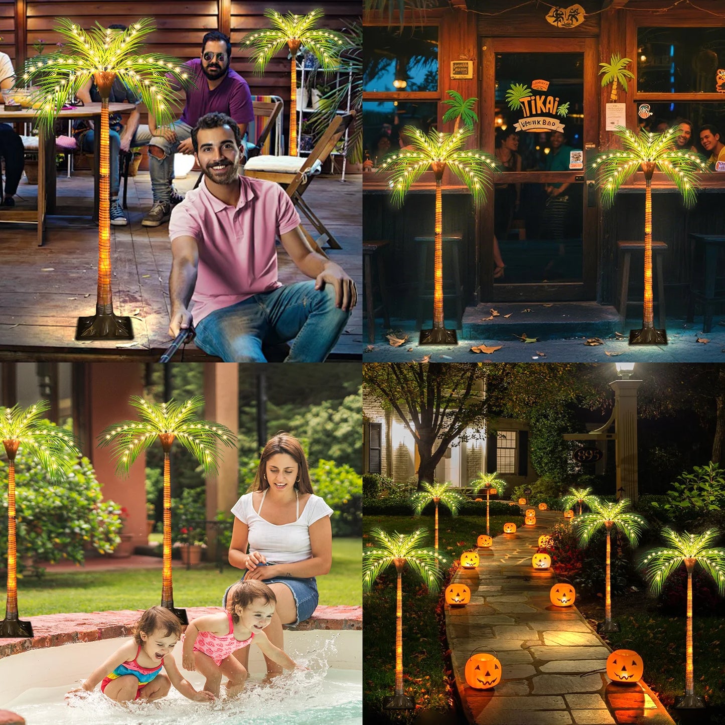 Solar Powered LED Palm Tree Light For Garden Patio Decor
